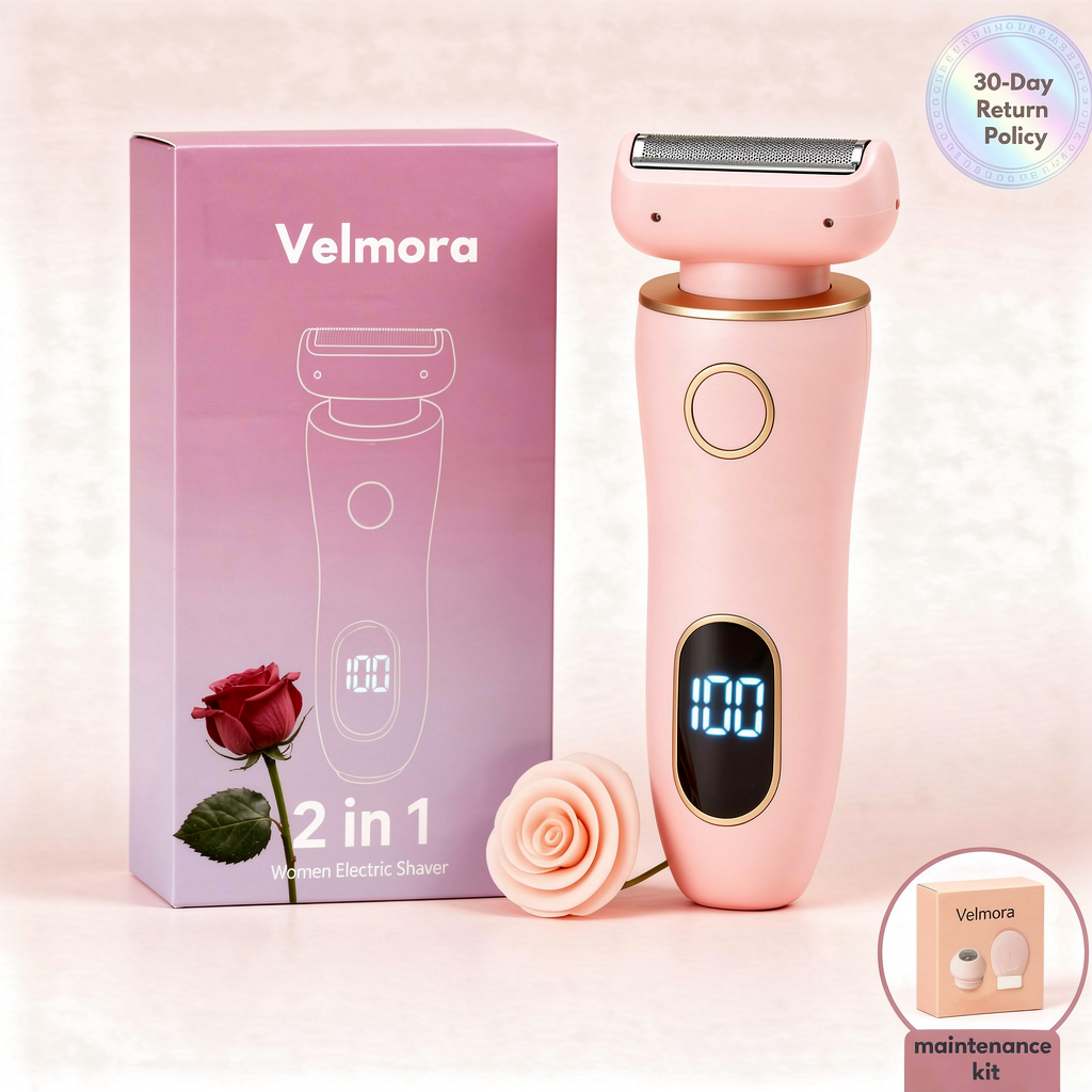 Velmora 2-in-1 Electric Shaver for Sensitive Skin ✨ Pain-Free, Smooth & Irritation-Free Hair Removal 🌸