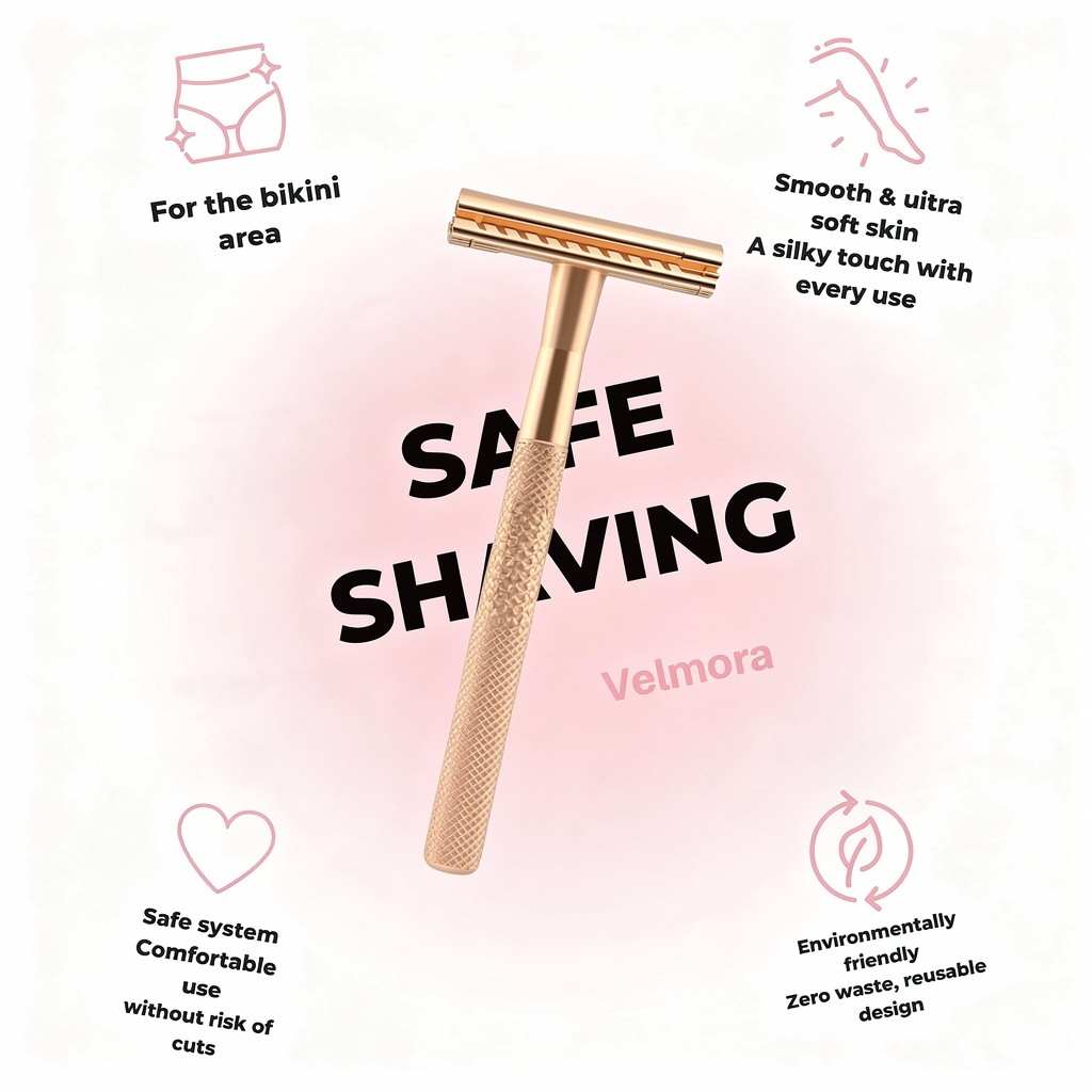 Velmora Rose Gold Safe Shaving Blade | Irritation-Free & Smooth Shave ✨🌸